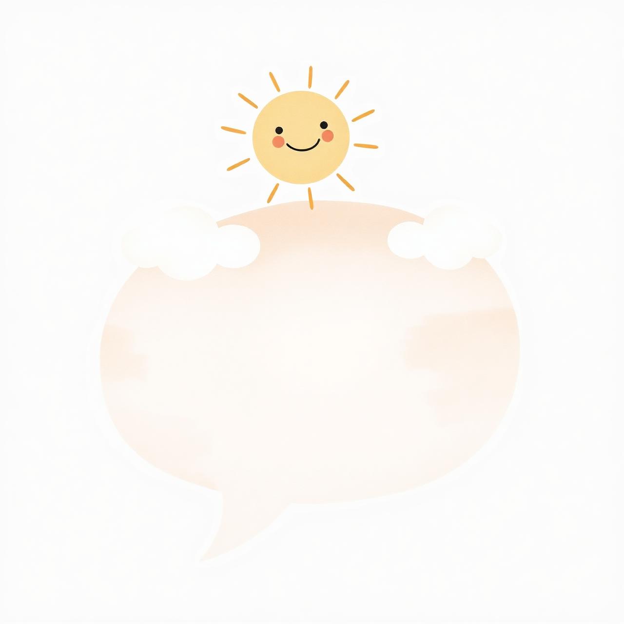 Friendly speech bubble illustration with a smiling sun